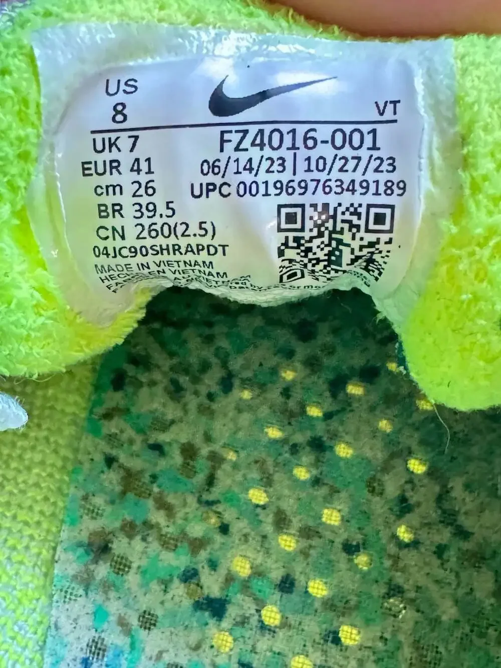 Nike Air VaporMax 2023 Flyknit Vast Grey Volt Men’s Size 8 FZ4016-001
